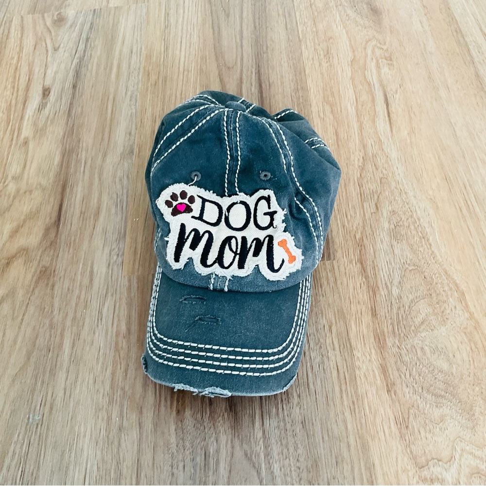 Dog Mom Vintage Distressed Cap - Black Gray - Picture 5 of 7